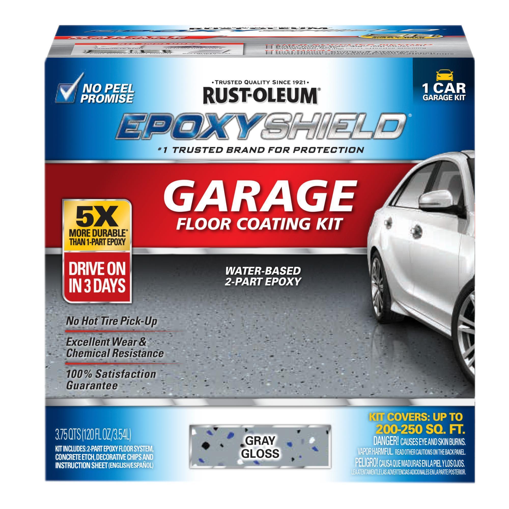 Rust-Oleum EpoxyShield 1-Car Garage Floor Coating Kit, Gray, Gloss, Model# 251965